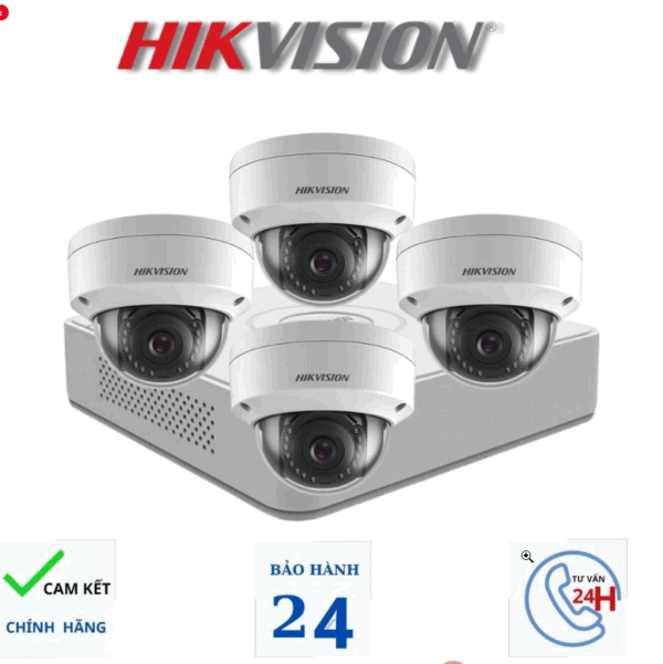Tron Bo 4 Camera IP Hikvision Full HD Trong Nha