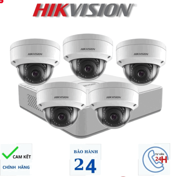 Tron Bo 5 Camera Hikvision IP Full HD Trong Nha